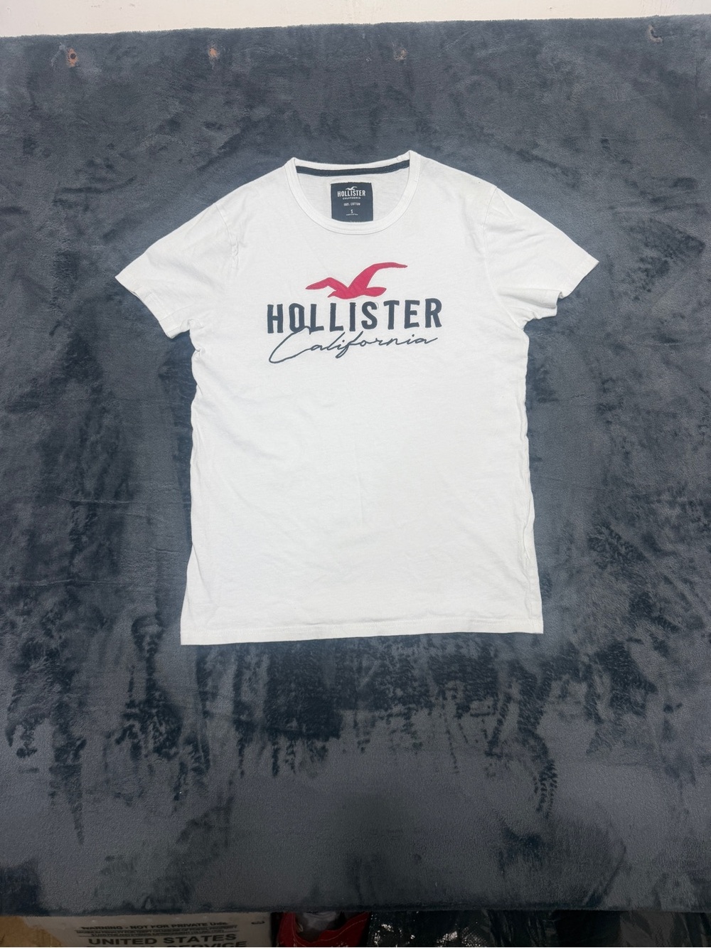 Hollister White Tee with Red Seagull and Navy Logo - Women's Short Sleeve